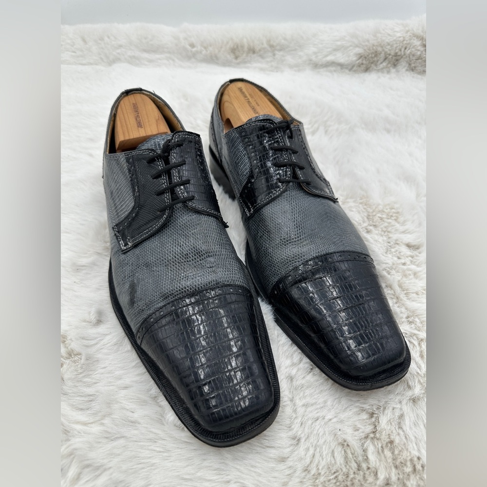 David Eden Crocodile Teju Lizard‎ Oxford Dress Shoes Men’s Size 10.5